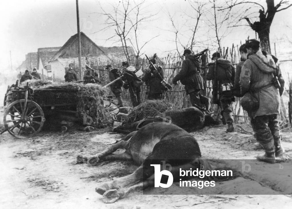Soldiers of the Waffen SS in Hungary, 1944 (b/w photo)