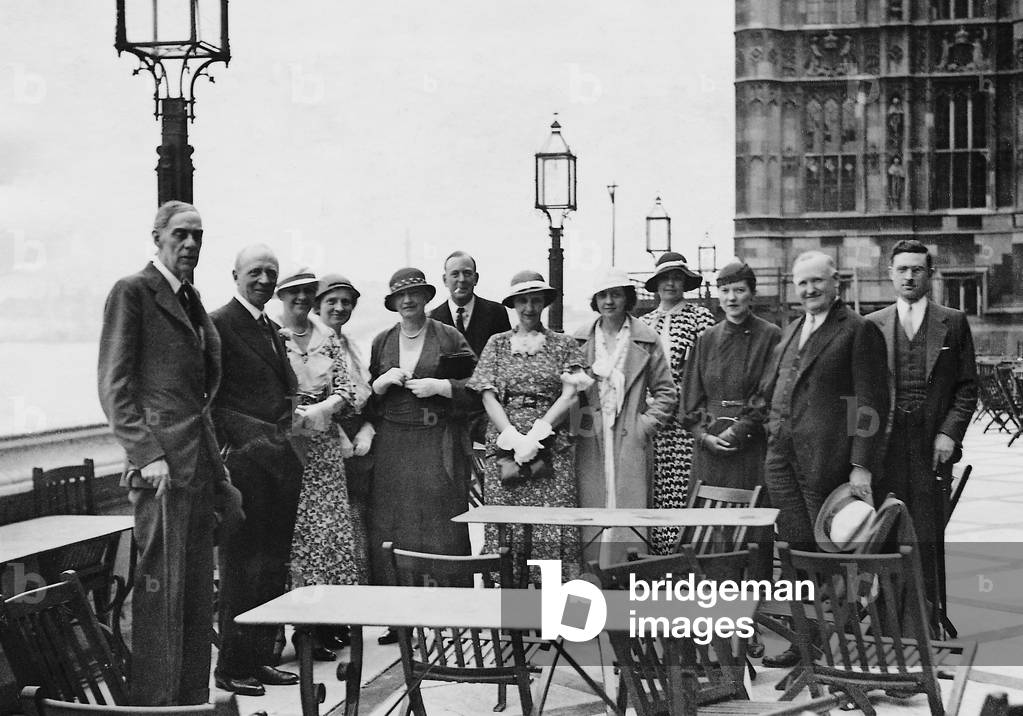 Celebration of the secretaries of the delegates at the World Economic Conference, 1933 (b/w photo)
