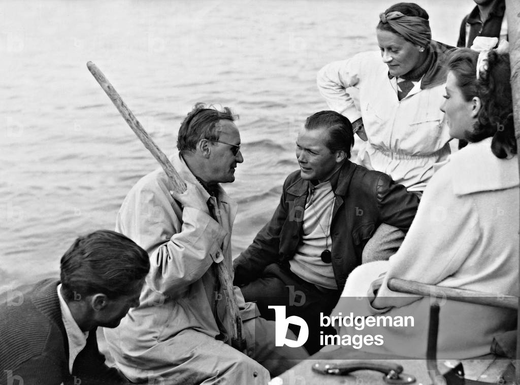 Hans Schweikart and Brigitte Horney while filming (b/w photo)