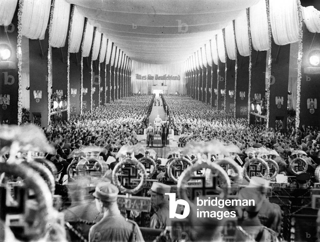 Opening celebration of the Nuremburg Rally in the Luitpold Hall, 1934 (b/w photo)