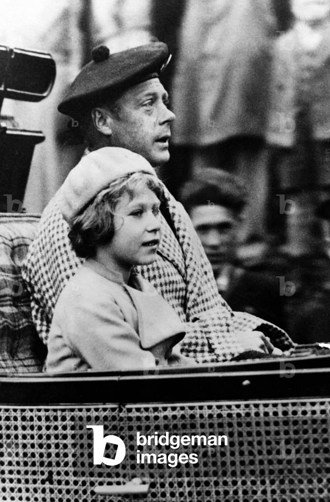 Princess Elizabeth and Prince Edward VIII, 1933 (b/w photo)