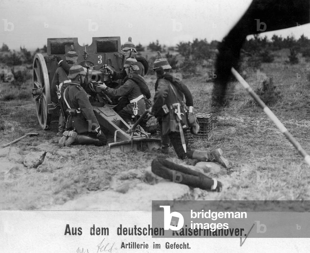 Artillery during the imperial manoeuvre, 1912 (b/w photo)