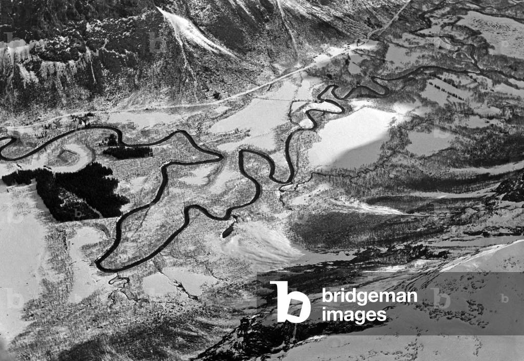 River in Norway, 1950s (b/w photo)