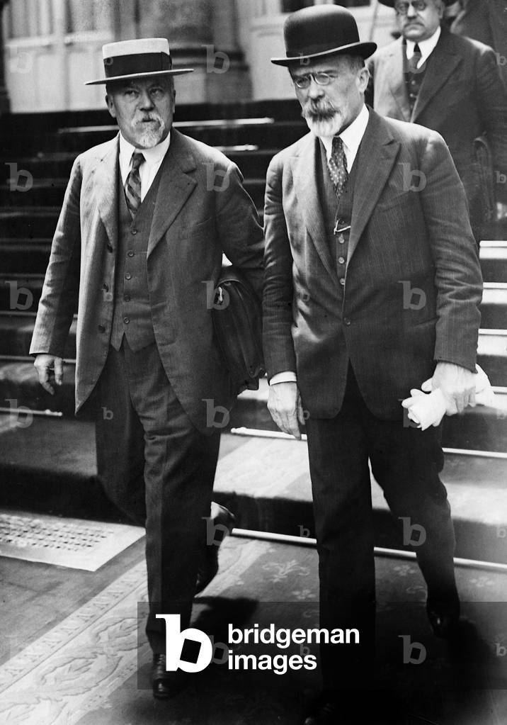 Raymond Poincare and Jean Louis Barthou, 1928 (b/w photo)