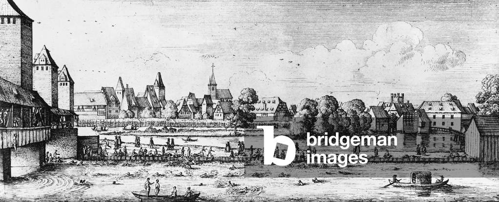 Strasbourg in the 17th century (b/w photo)