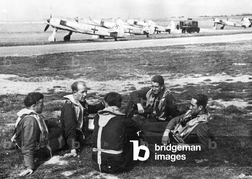 German Pilots On Standby, 1943 (b/w photo)