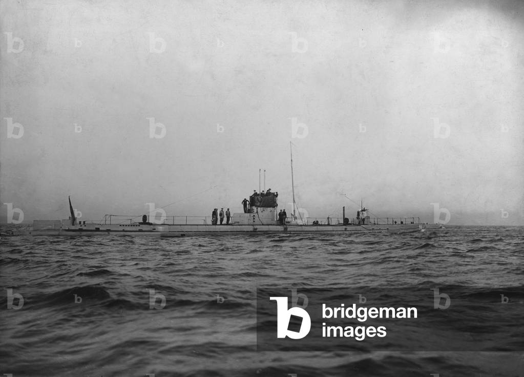 German submarines U-12 and U-14, 1914 (b/w photo)