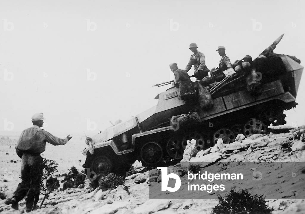 German infantry fighting vehicle in Africa, 1942 (b/w photo)