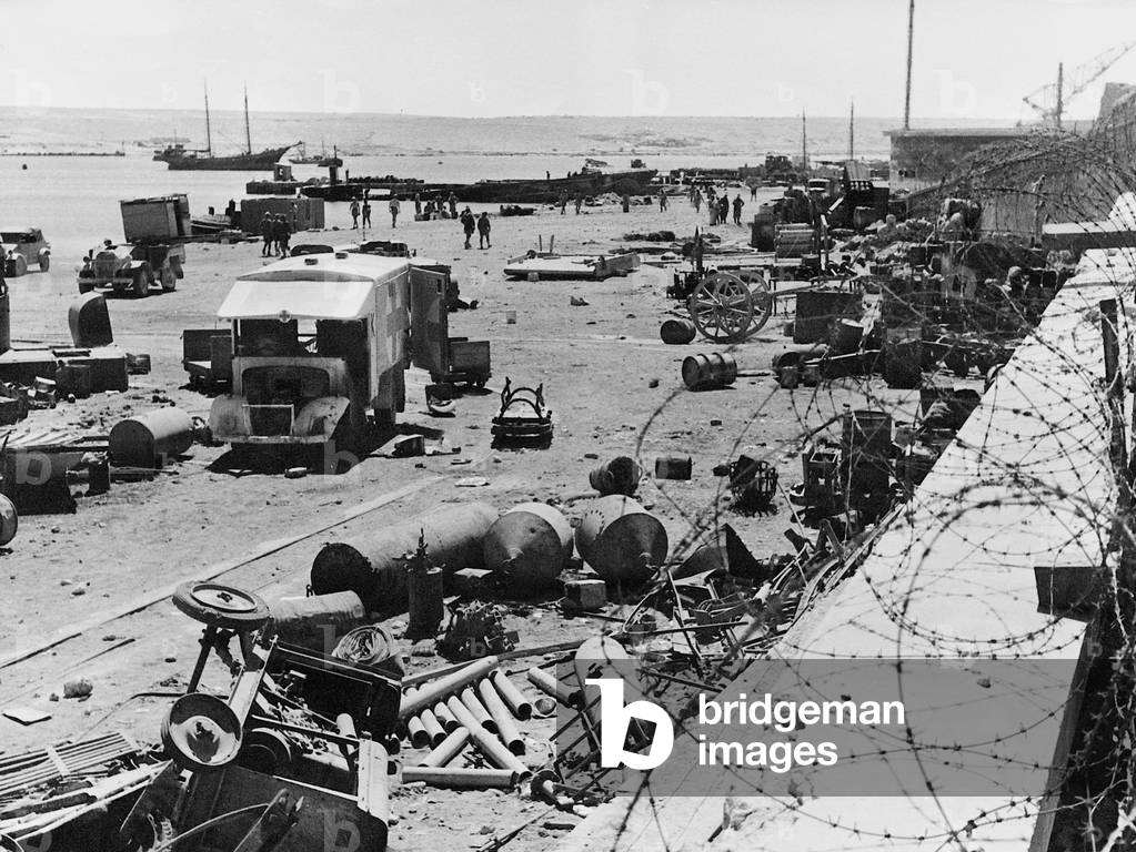 Greek harbor after a battle, 1941 (b/w photo)