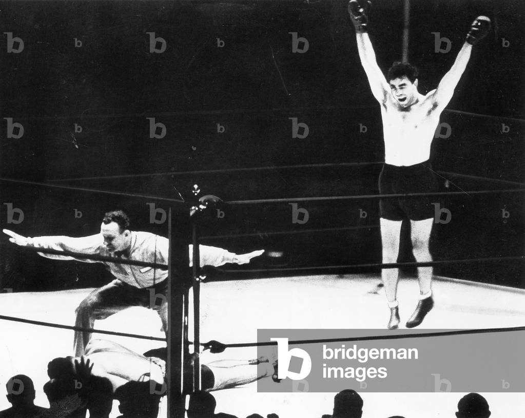 Max Schmeling against Joe Louis, 1936 (b/w photo)