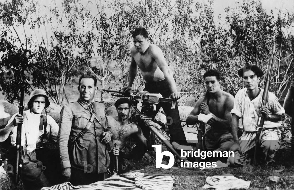 Republican fighters in a trench at Irun, 1936