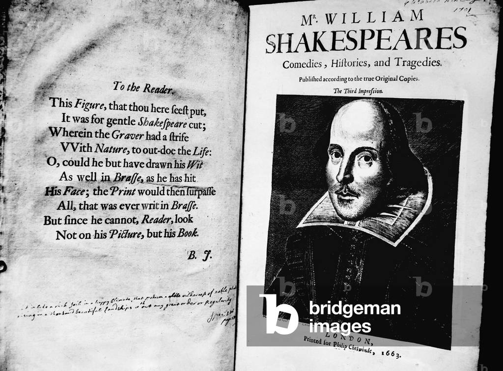 Folio of William Shakespeare's works, 1929 (b/w photo)