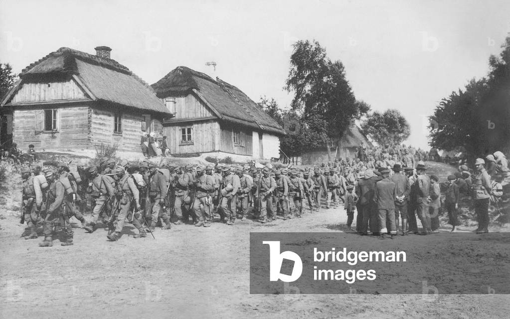 Austrian-Hungarian soldiers at the Eastern front, 1915 (b/w photo)