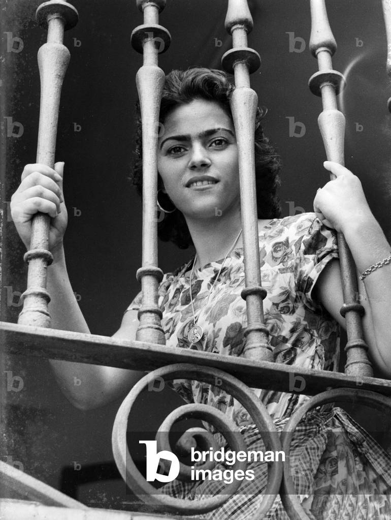 Girl in an andalusian village (b/w photo)