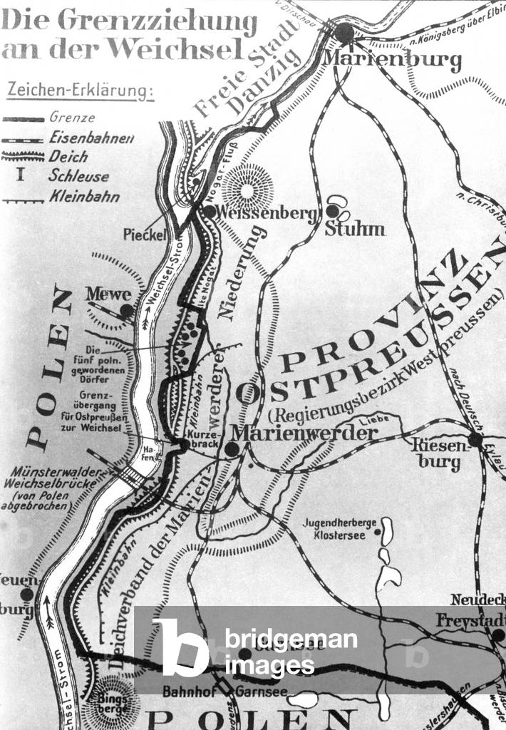 Map of the border crossing on the Vistula, 1939