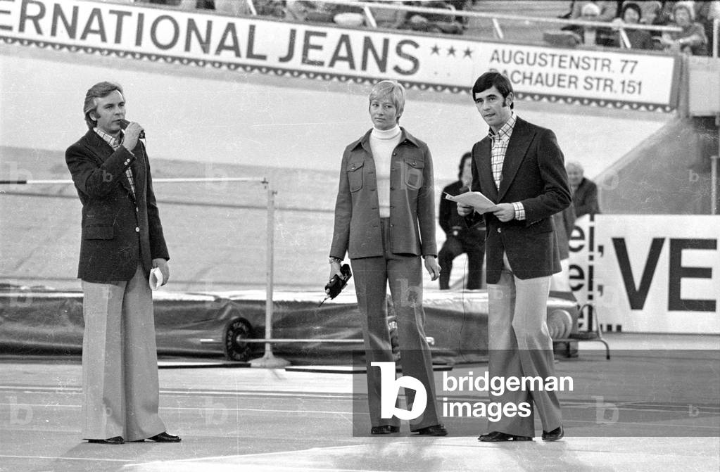 Kuerten and Keller at the Sportpressefest (Sports Press Festival) in Munich, 1974 (b/w photo)