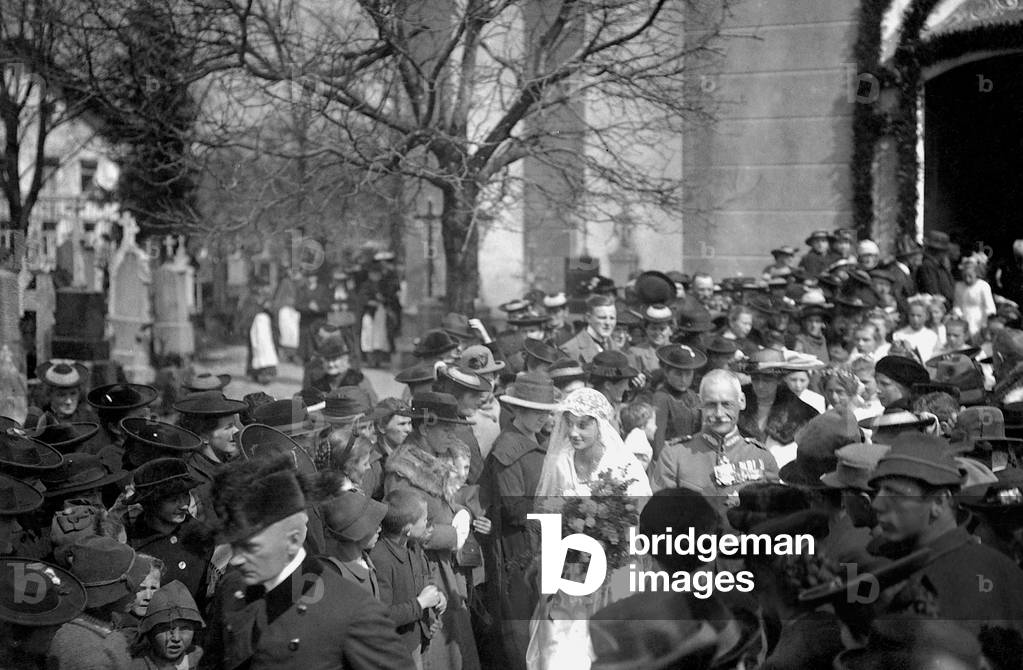 Wedding of Crown Prince Rupprecht of Bavaria and Princess Antonia of Luxembourg, 1921 (b/w photo)