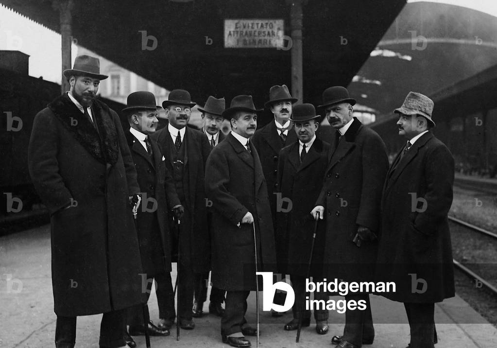 Turkish delegation on the way to the Entente conference in London, 1921 (b/w photo)
