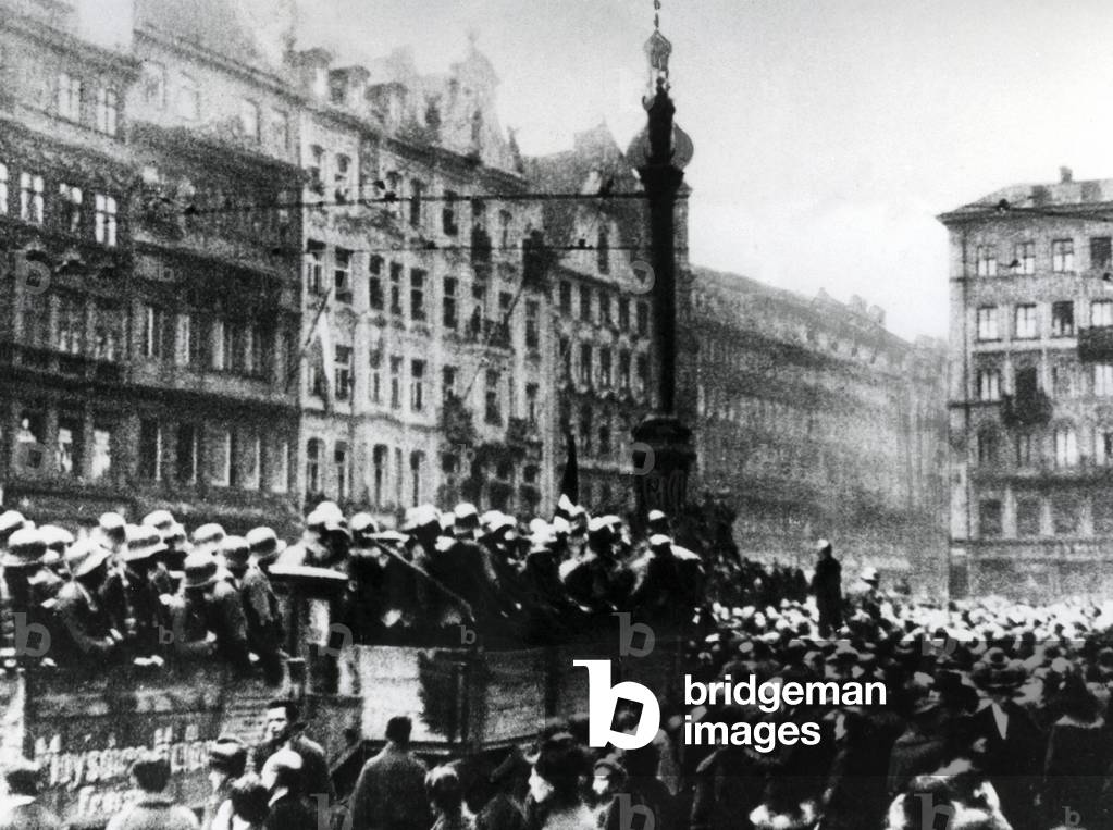 The Marienplatz in Munich during the Beer Hall Putsch, 1923