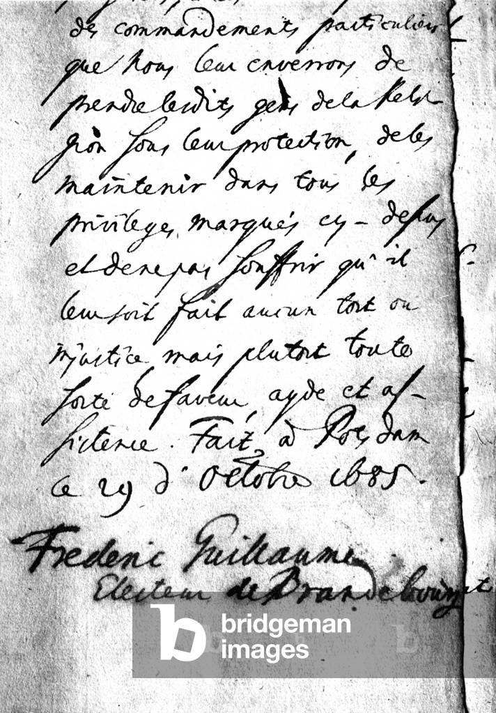 The Edict of Potsdam, 1685 (b/w photo)