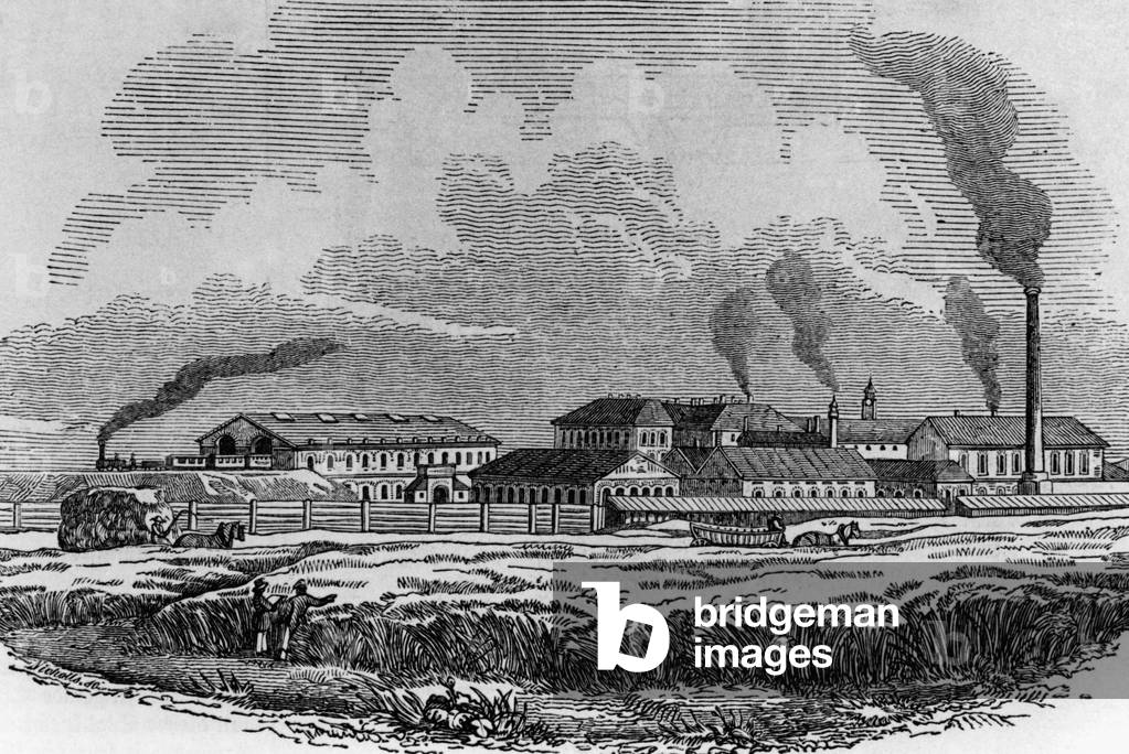 Railway station in Vienna, 1843