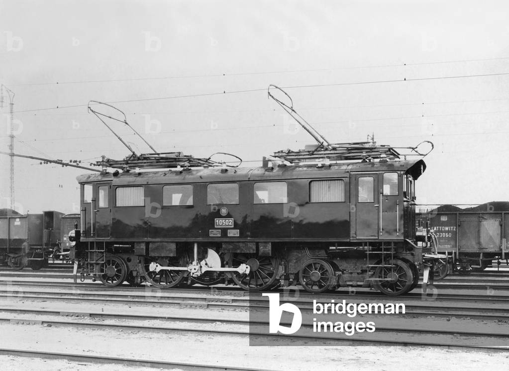 Electric locomotive in Germany, 1912 (b/w photo)
