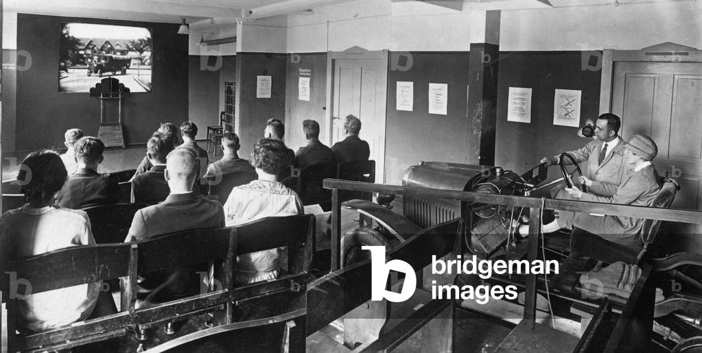 Driving school in Berlin, 1926 (b/w photo)