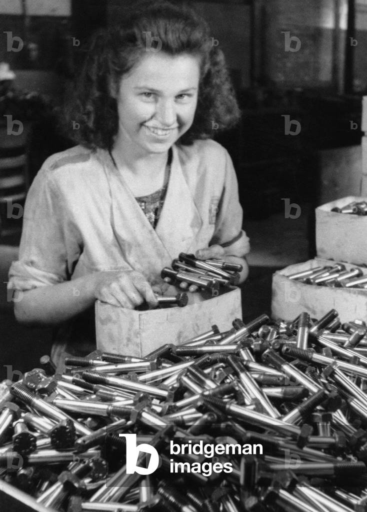 A Woman in a Screw Factory, 1944 (b/w photo)