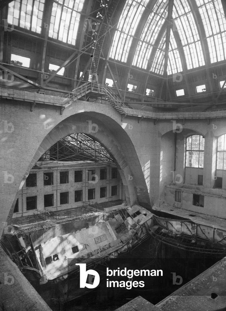 Chamber of the Reichstag after the fire, 1933 (b/w photo)