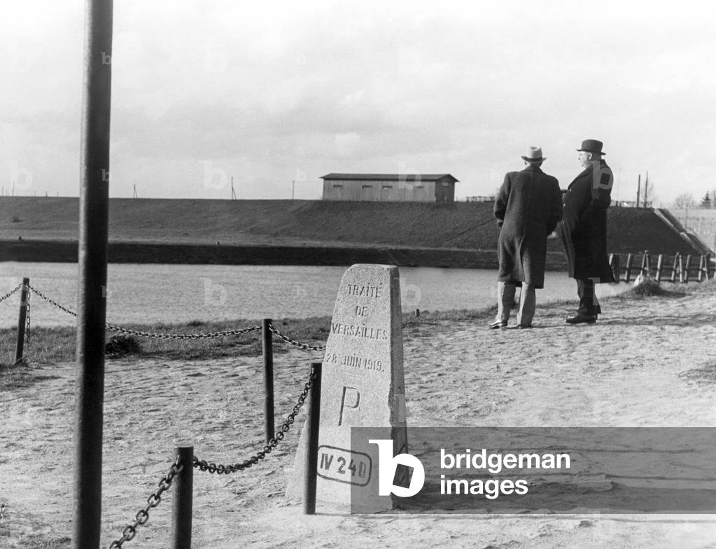 Trijunction stone between Poland, Germany and Gdansk, around the 1920s