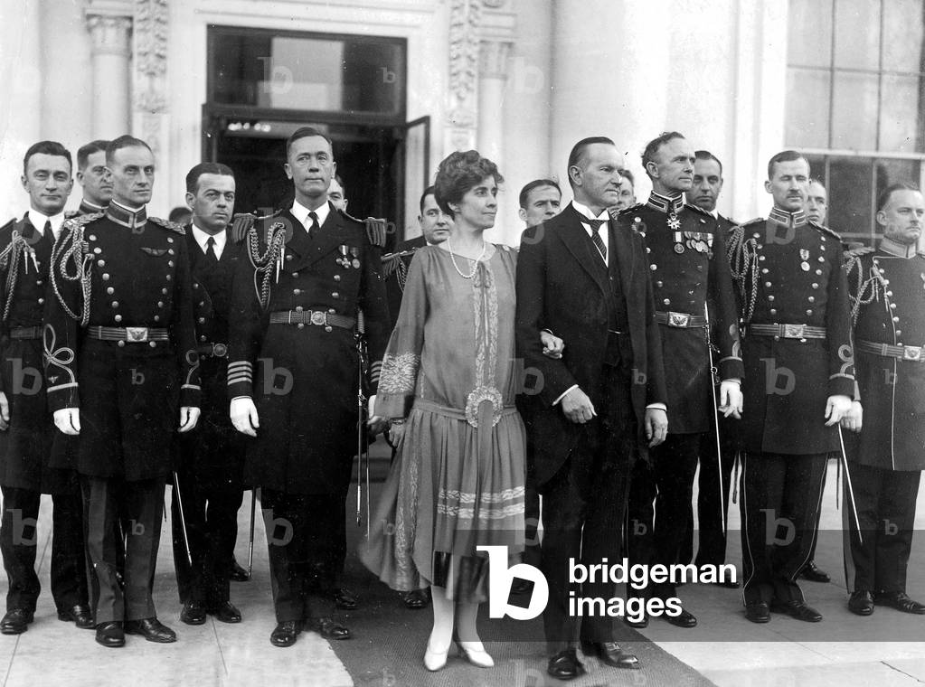 President Calvin Coolidge and his wife, Grace, 1927 (b/w photo)