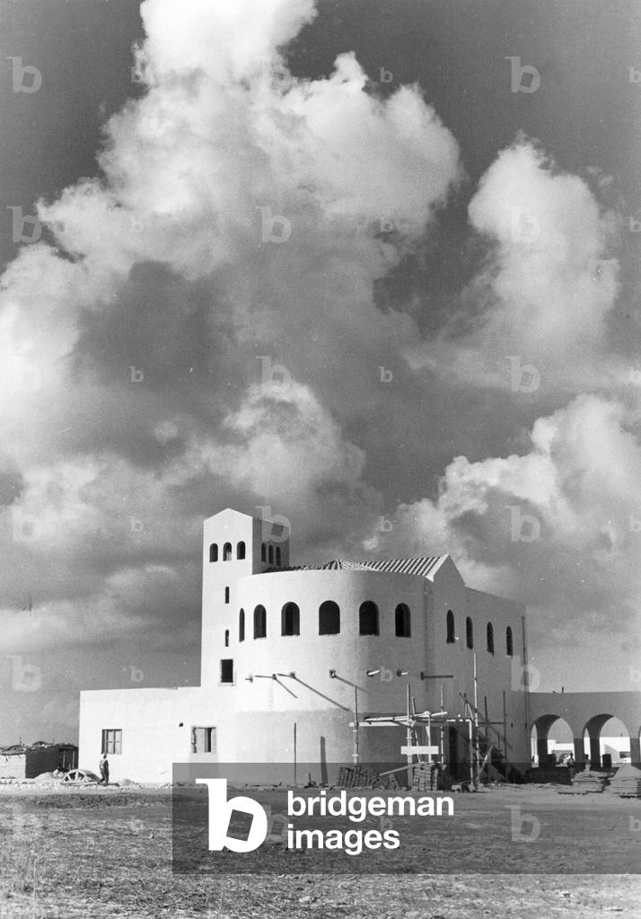 Church of an Italian colony in Libya in 1938 (b/w photo)