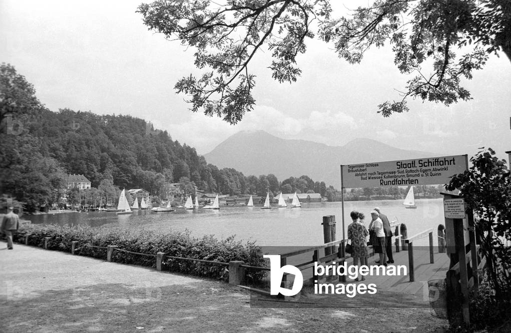 Tourists at the Tegernsee, 1971 (b/w photo)