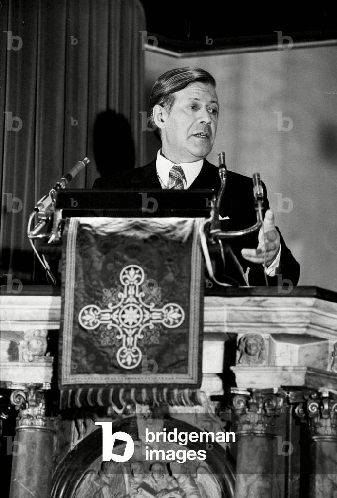 GERMAN Chancellor speaks during the reformation-service in the Jacobi Church  (b/w photo)