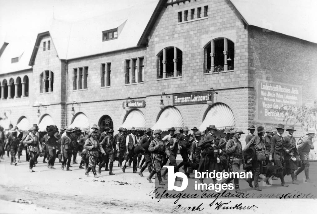 Captured English soldiers in German South-West Africa in World War I  (b/w photo)