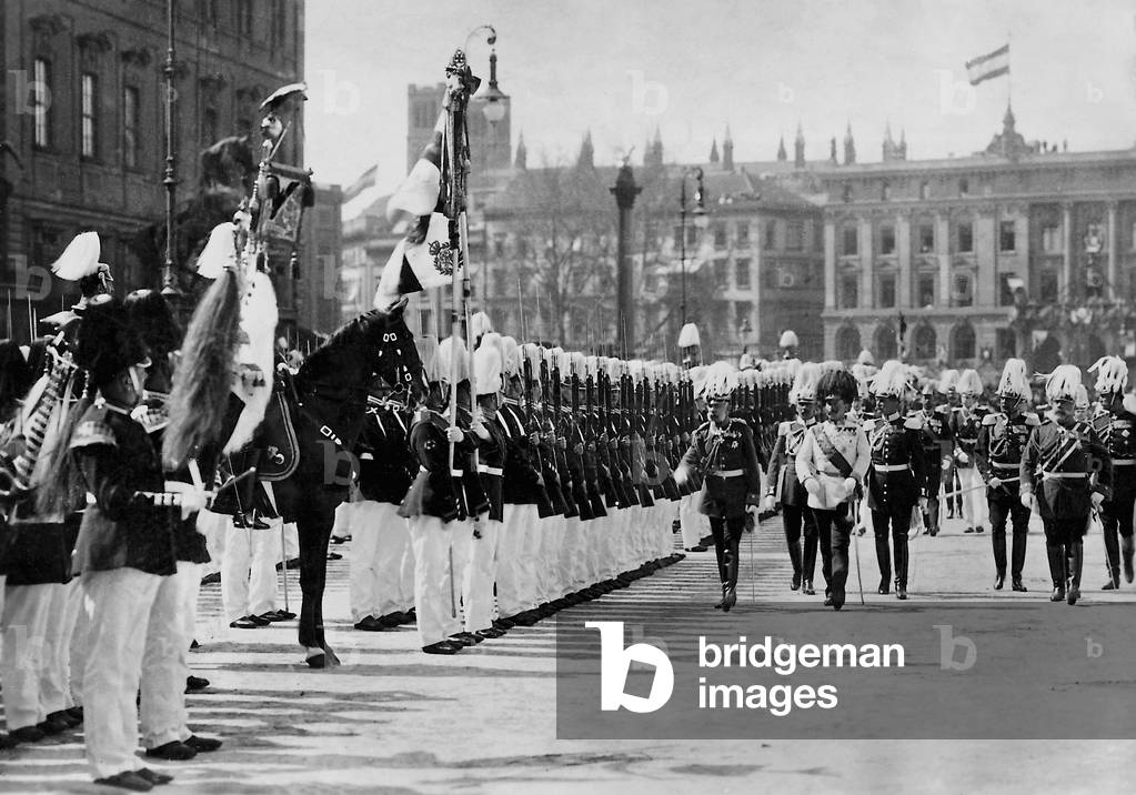 Franz Joseph I and Wilhelm II, 1900 (b/w photo)