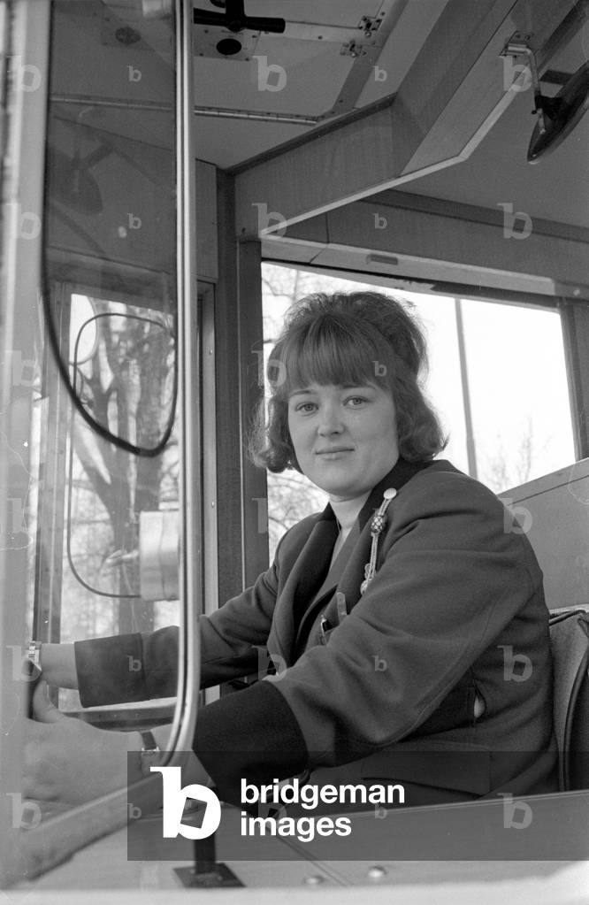 Tram drivers in Munich, 1964 (b/w photo)