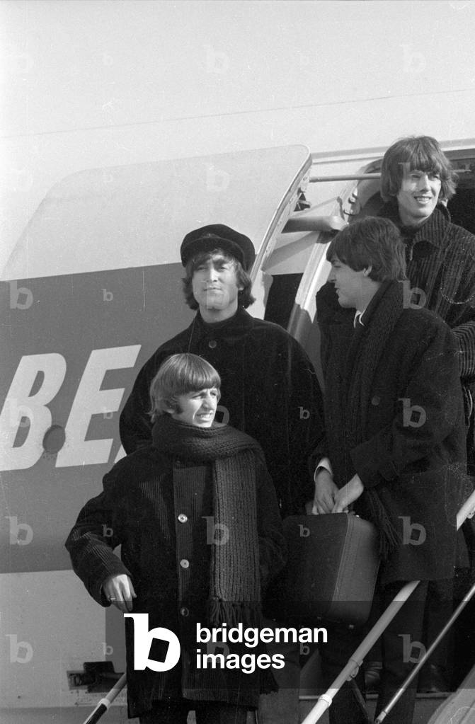 The Beatles in Salzburg, 1965 (b/w photo)