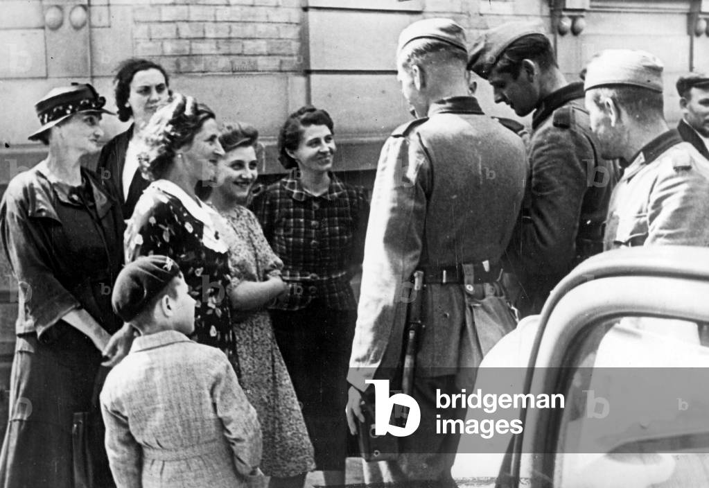 German soldiers in occupied Alsace (b/w photo)