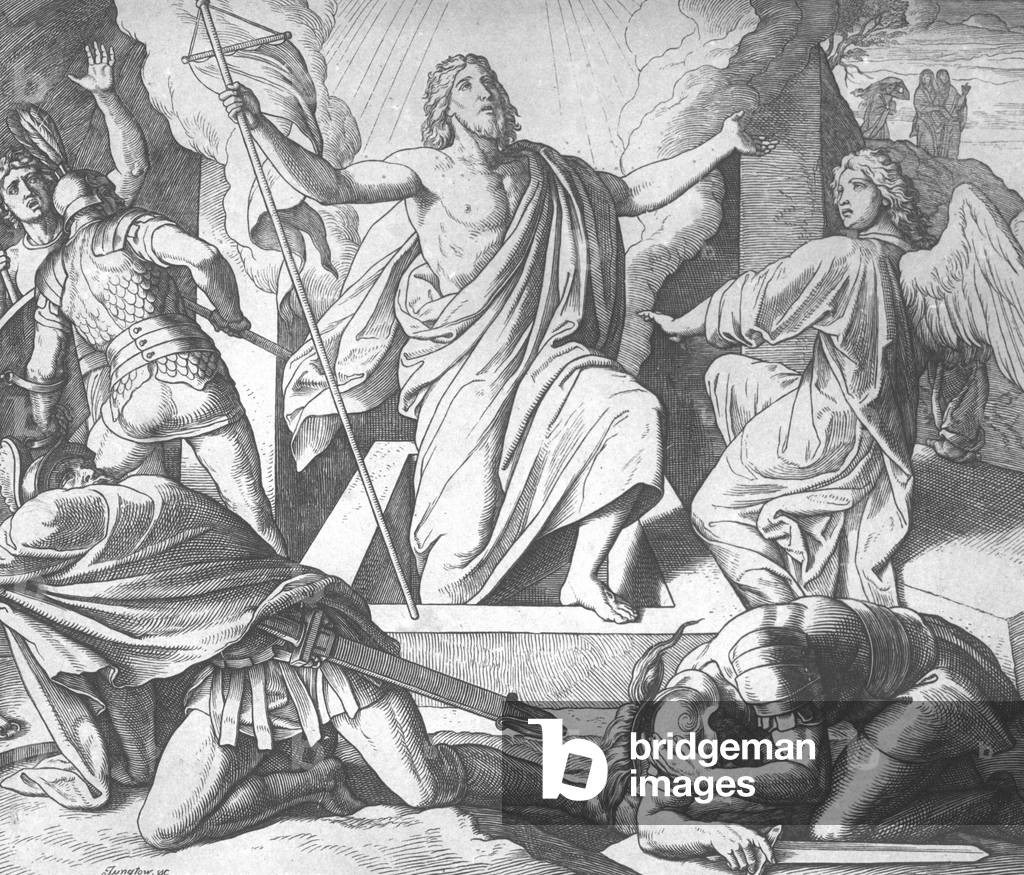 The resurrection of Christ (b/w photo)