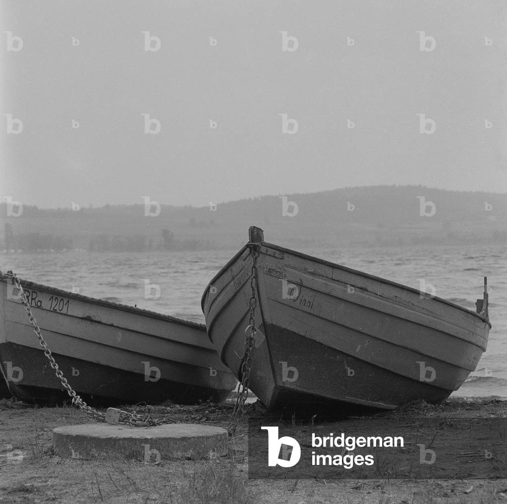 Boats at the Lake Constance, 1966 (b/w photo)