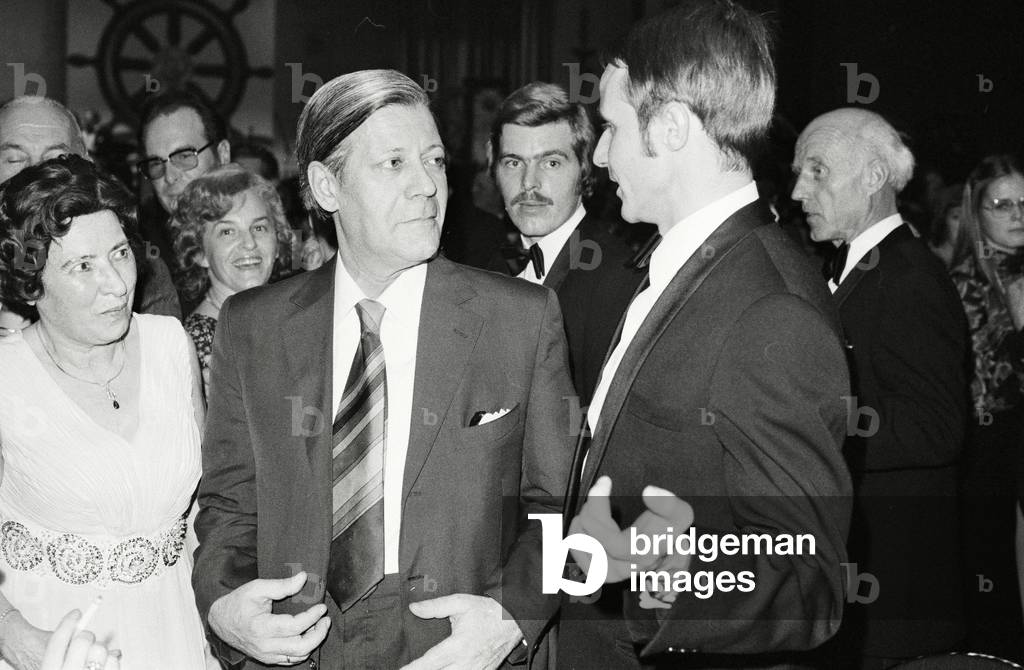 GERMAN Chancellor Helmut Schmidt with Senator Hans Ulrich Klose  (b/w photo)