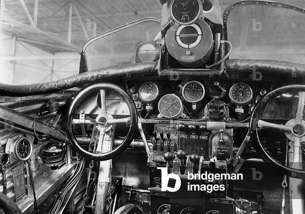 Cockpit of a passenger plane, 1926 (b/w photo)