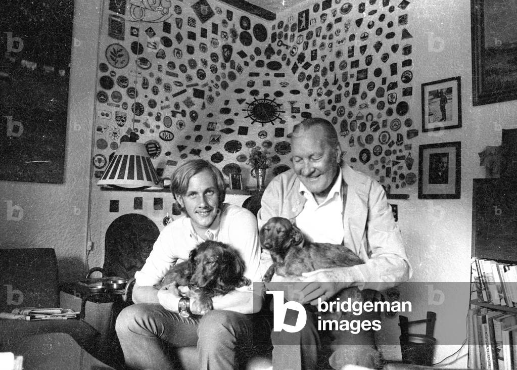 Hans Stuck and Hans-Joachim Stuck in Garmisch, 1971 (b/w photo)