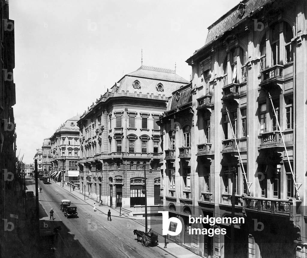 Street in Sao Paulo, 1930 (b/w photo)
