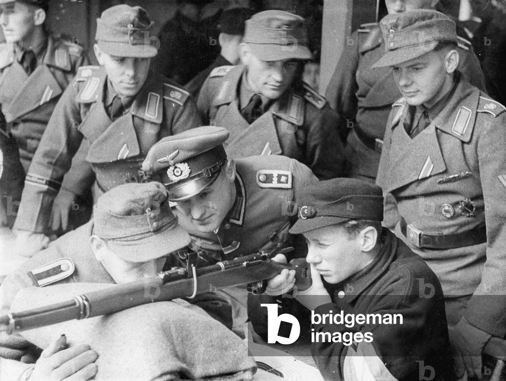 Training of Hitler Youth members during the Second World War, 1944 (b/w photo)