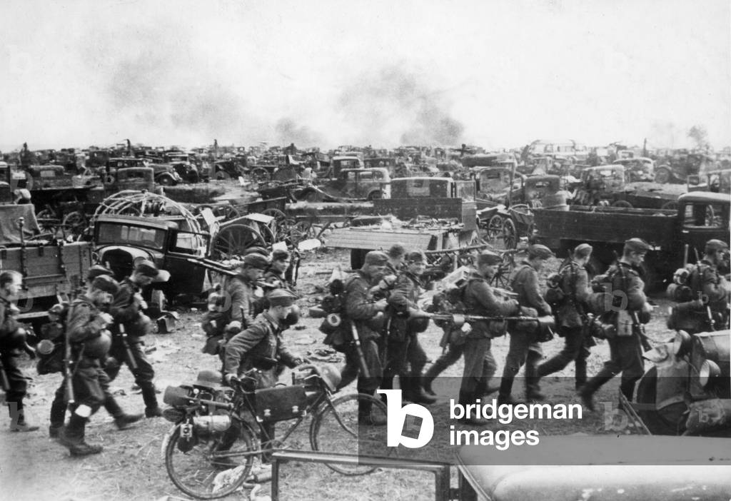 Captured materials of war after the encirclement battle near Kiev, 1941 (b/w photo)