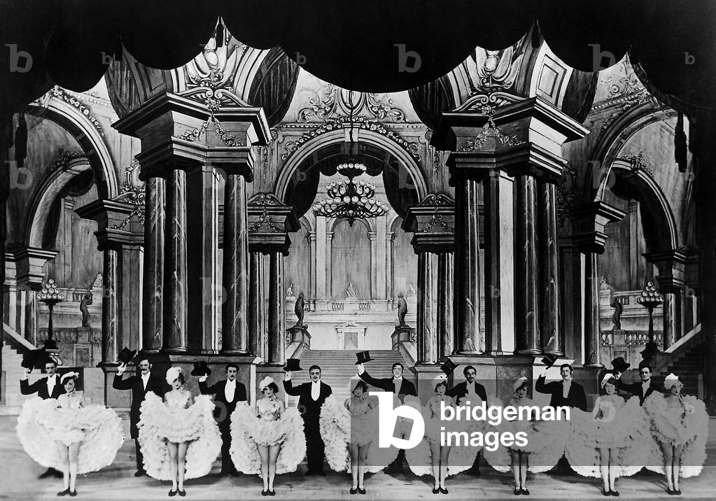 Dancers dance Cancan (b/w photo)