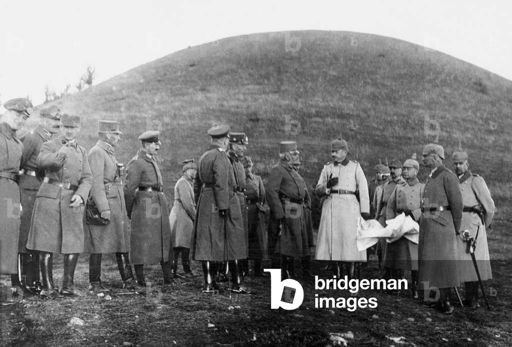 Archduke Friedrich, Lieutenant-General von Morgen and General Erich von Falkenhayn, 1917 (b/w photo)