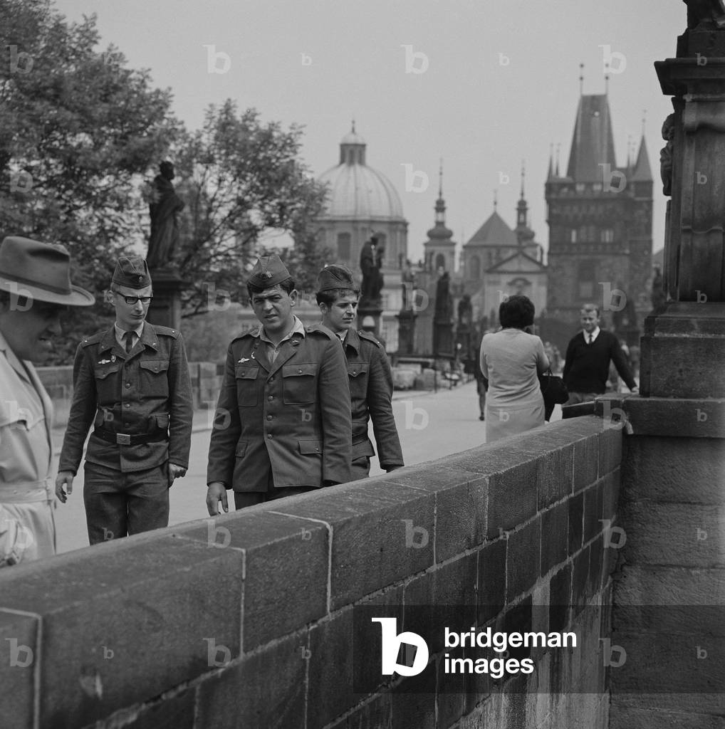 The Charles Bridge in Prague, 1968 (b/w photo)
